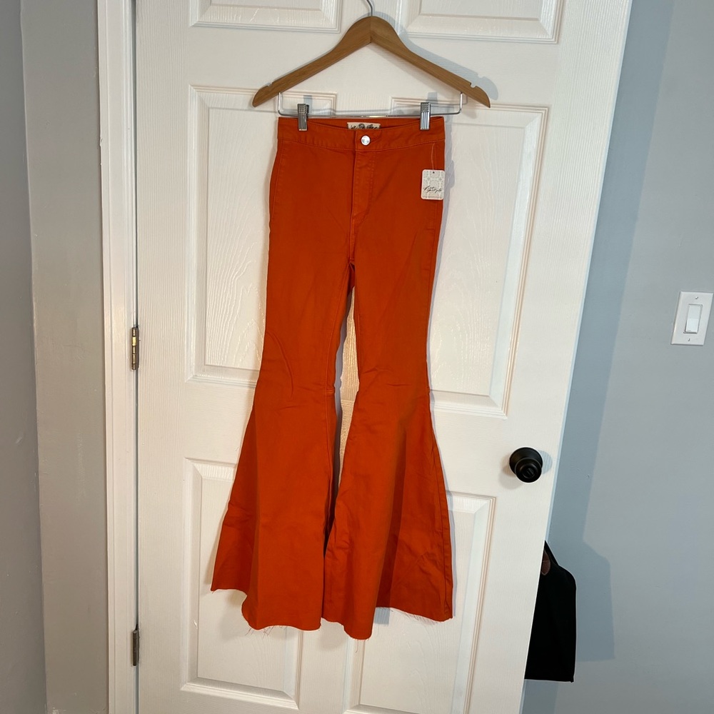 Free People Orange Wide Leg Pants NWT